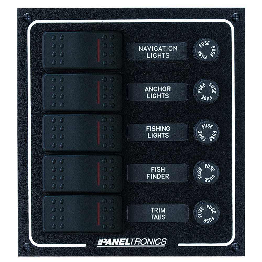 Paneltronics Waterproof DC 5 Position Lighted Rocker & Fuse [9960007B]