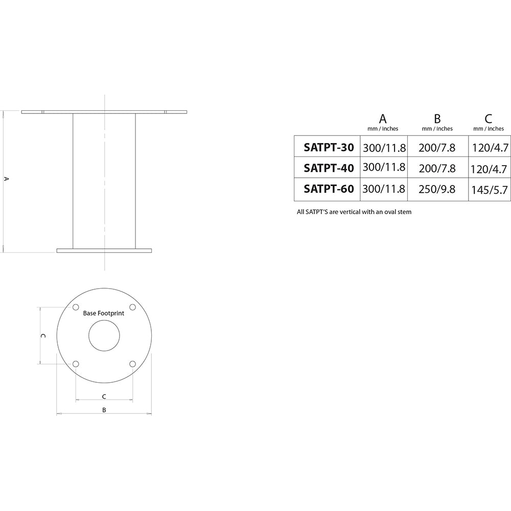 Scanstrut SATPT-40 Aluminum PowerTower f/Satcom Antenna - 12" [SATPT-40]