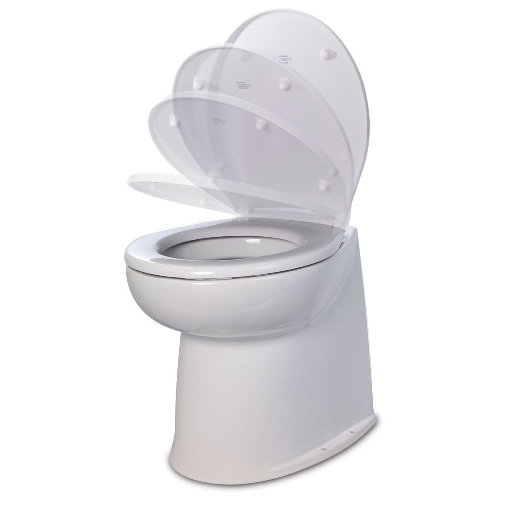 Jabsco 17" Deluxe Flush Raw Water Electric Toilet w/Soft Close Lid - 24V [58240-3024]