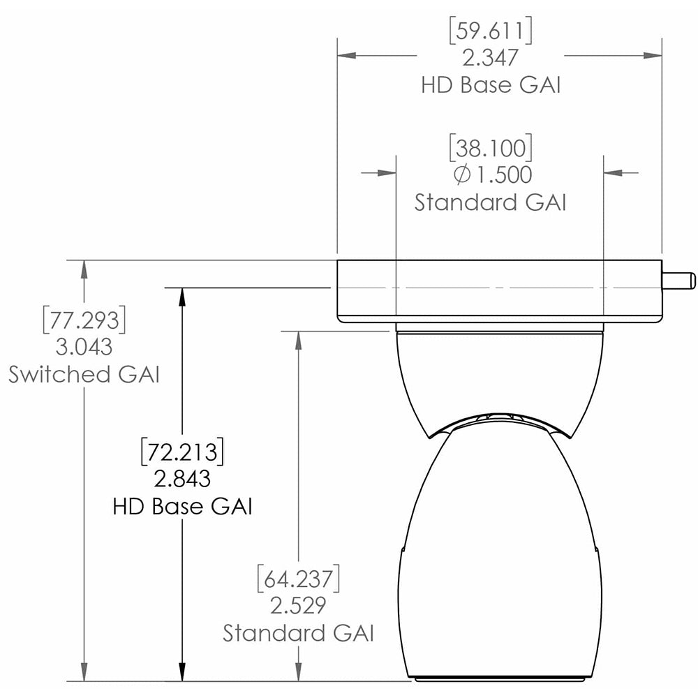 Lumitec GAI2 Warm White Dimming - Heavy-Duty Base w/Built-In Switch - Brushed Housing [111909]