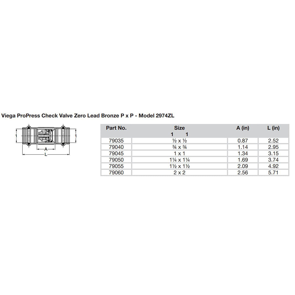 Viega ProPress 1-1/4" Zero Lead Check Valve - Double Press Connection - Smart Connect Technology [79050]