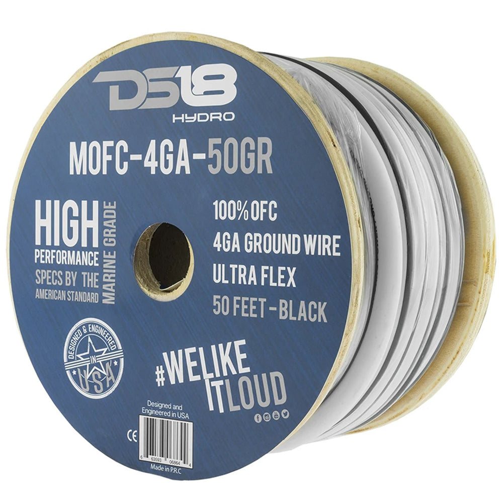 DS18 HYDRO Marine Grade OFC Ground Wire 4 GA - 50 Roll [MOFC4GA50G]